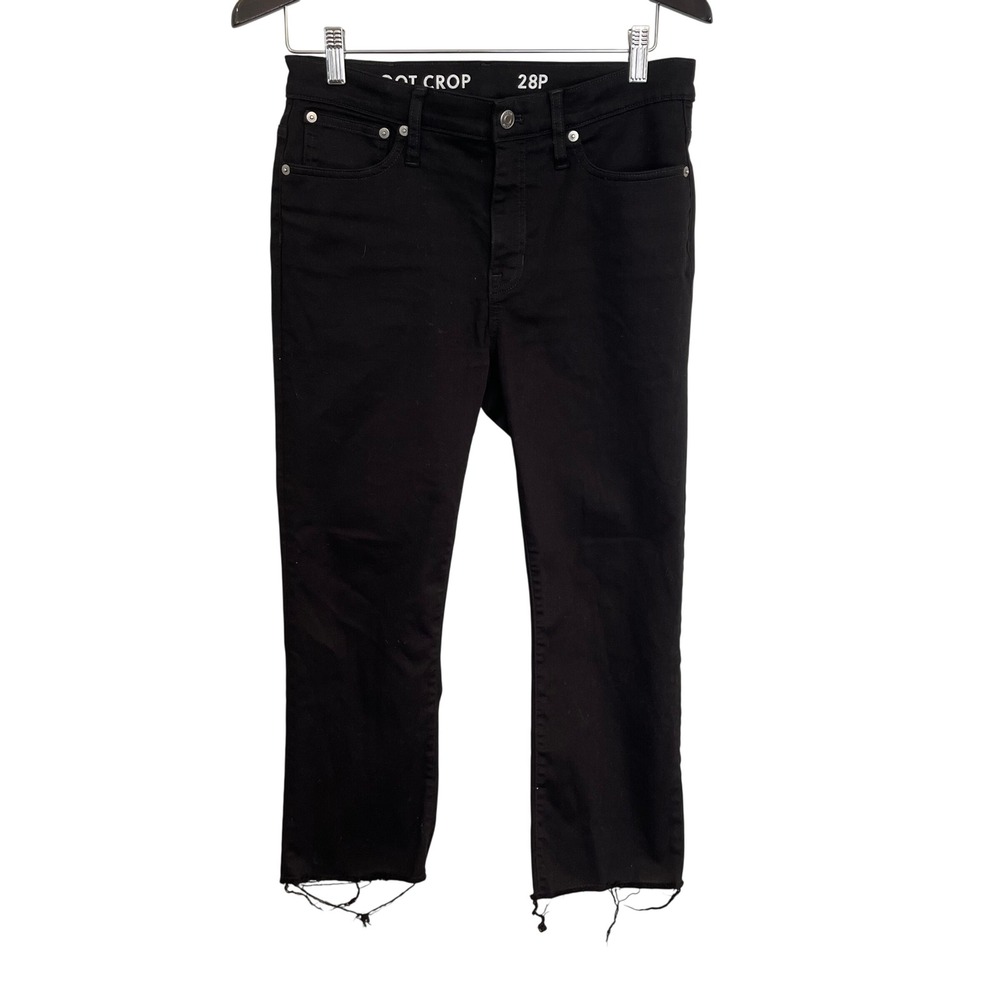 J.Crew Demi Boot Crop Jeans Black Raw Hem Re-Imagined 28P High Rise Petite